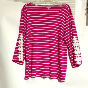 Kim Rogers Curvy Pink Striped T-Shirt
